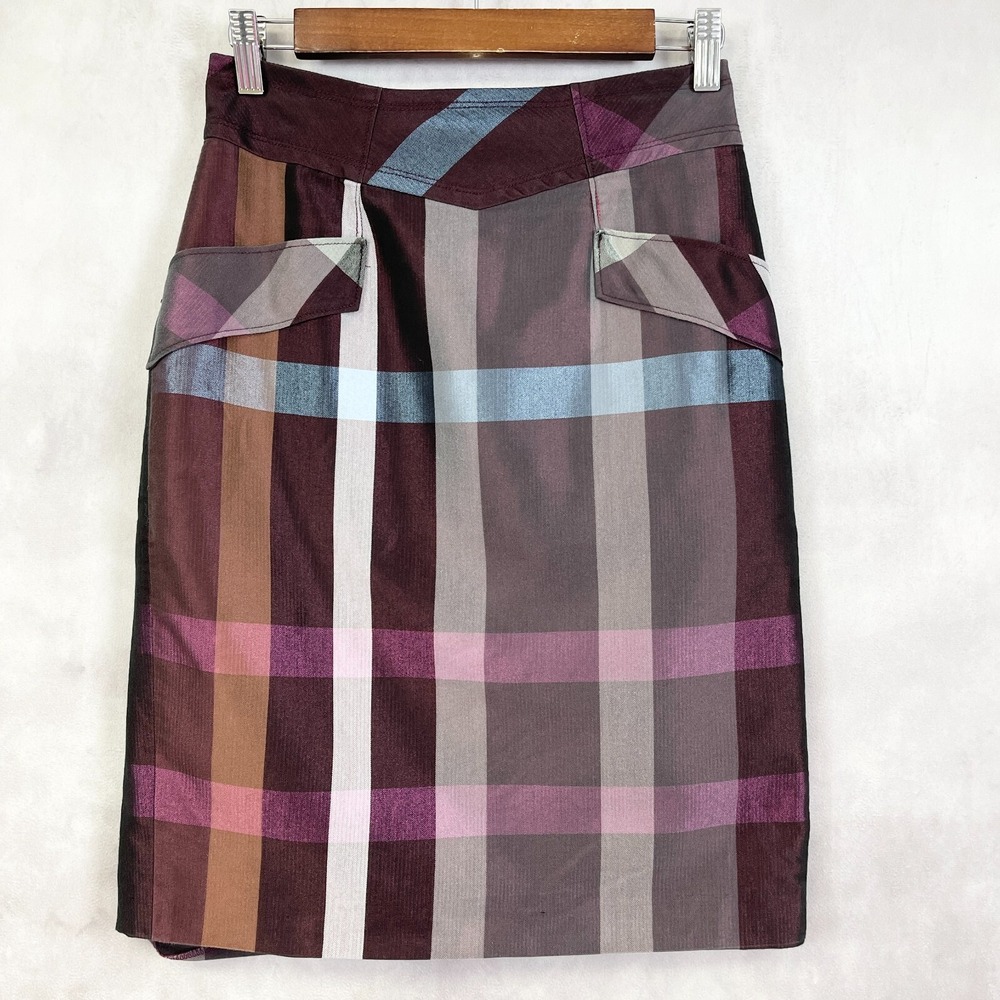 Yoana Baraschi Plaid Pencil Skirt Womens Size 2 Academia Preppy Anthropologie